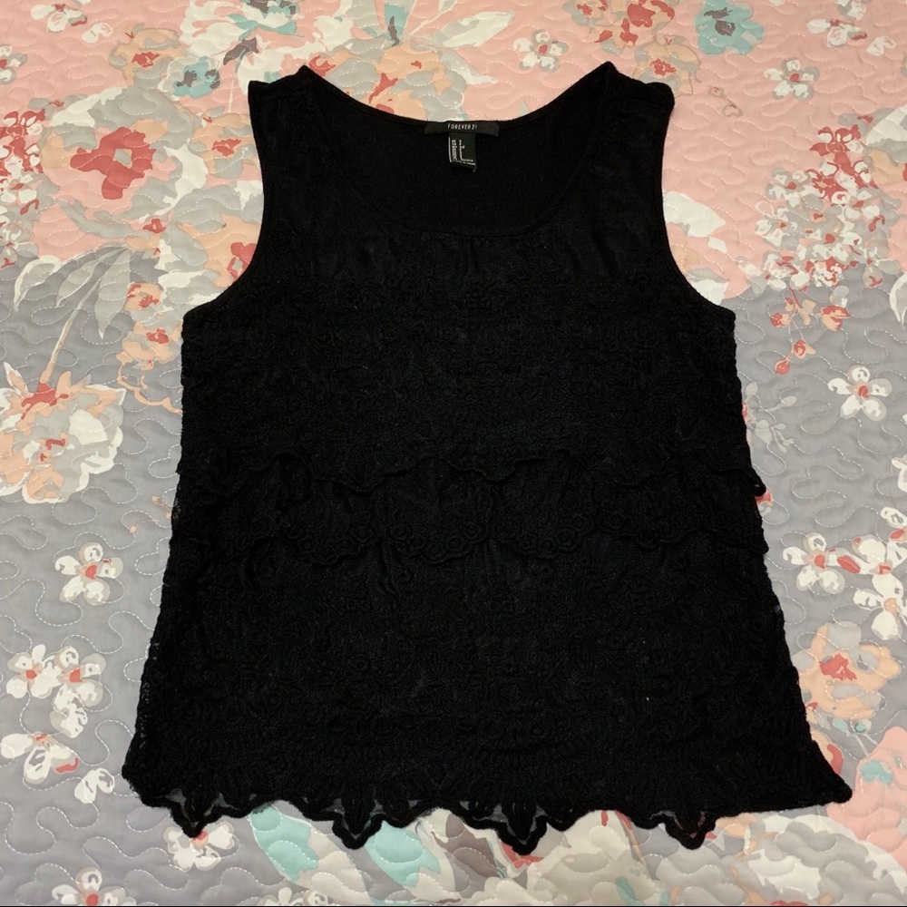 F21 Black Lace Top